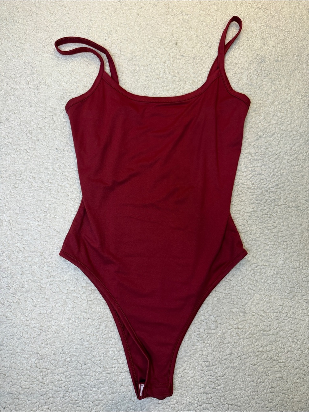 Women’s Burgundy Scoop Neck Bodysuit with Slim Straps